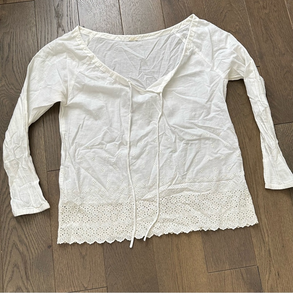 J. Crew White Eyelet Blouse